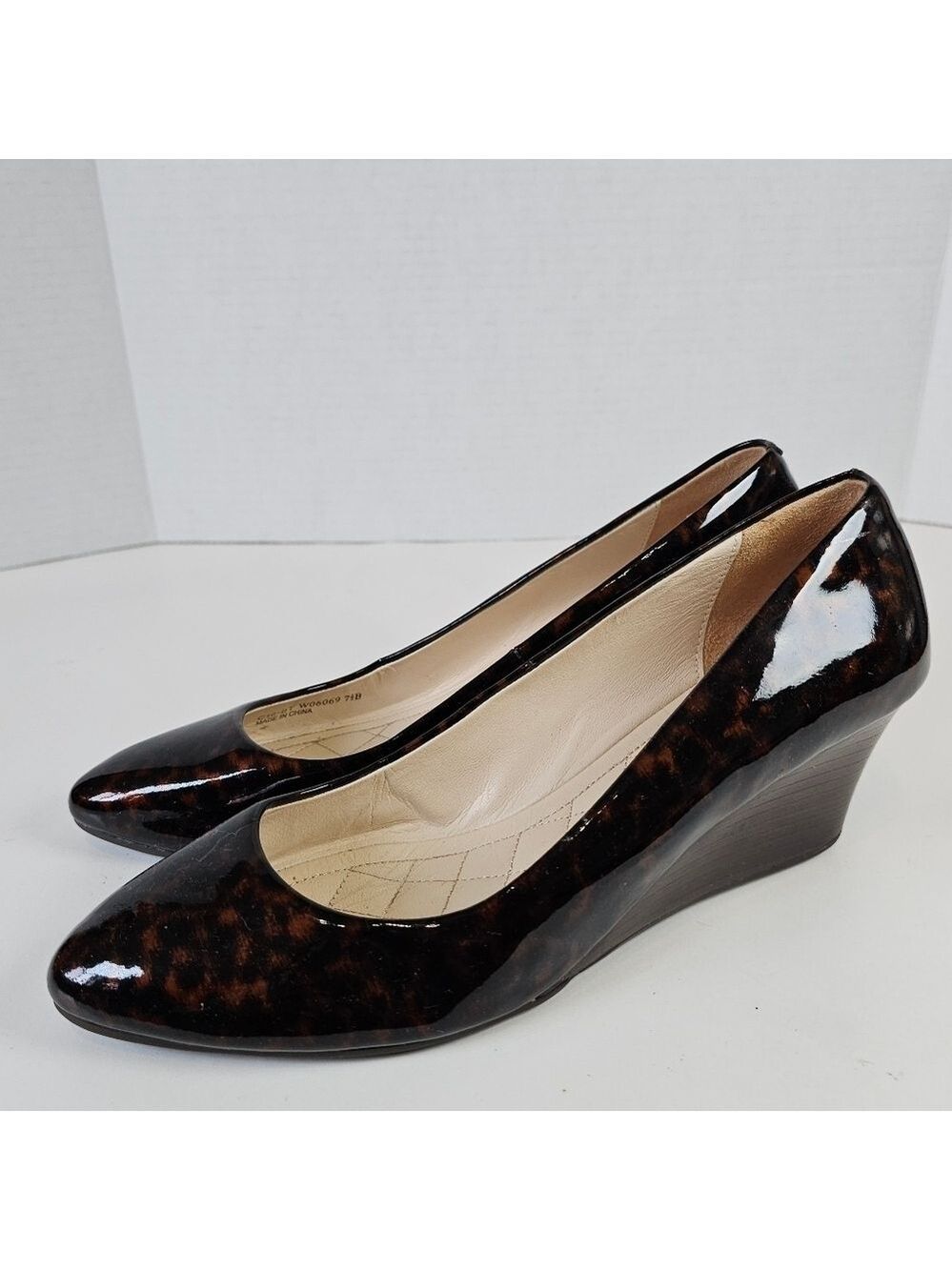 Cole Haan Women’s Patent Leather Leopard Wedge Shoe